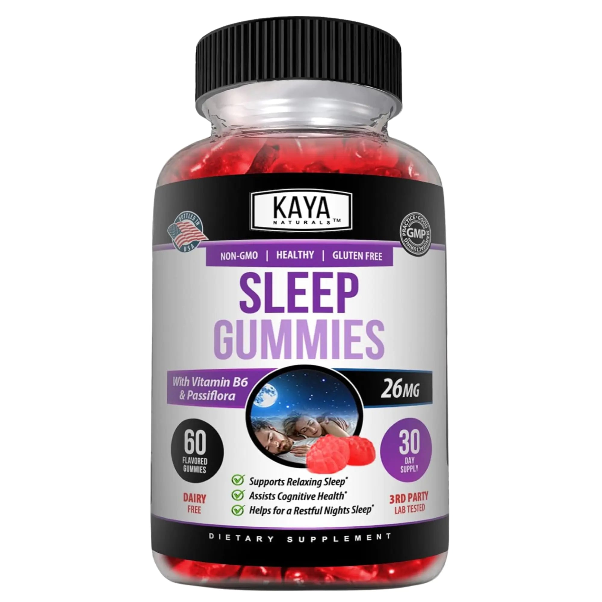 Kaya Naturals Sleep Gummies for Adults – Melatonin, Passiflora &amp; Vitamin B6