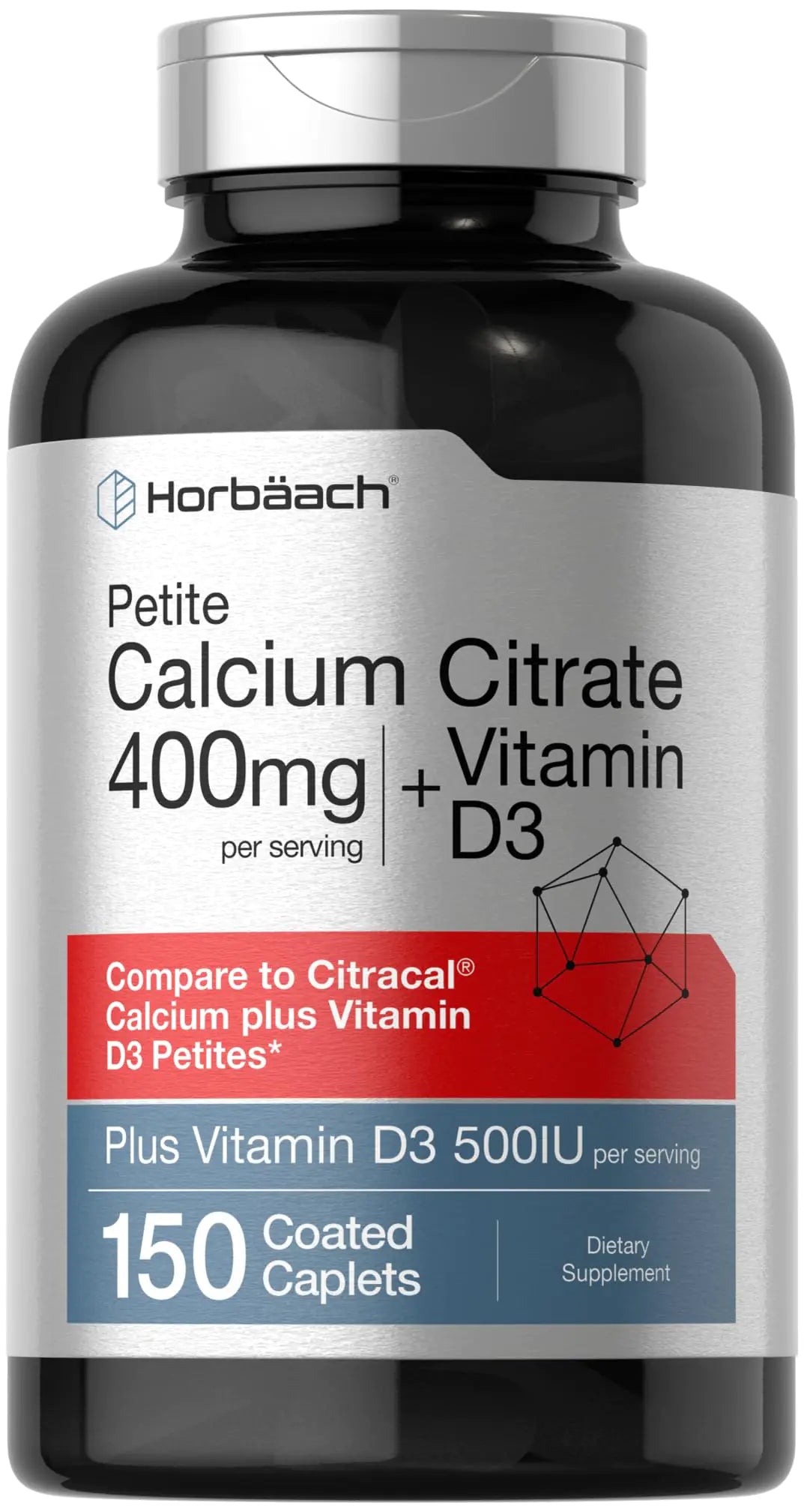 Calcium + D3 Supplement – 400 mg Calcium Citrate, Vegetarian Formula