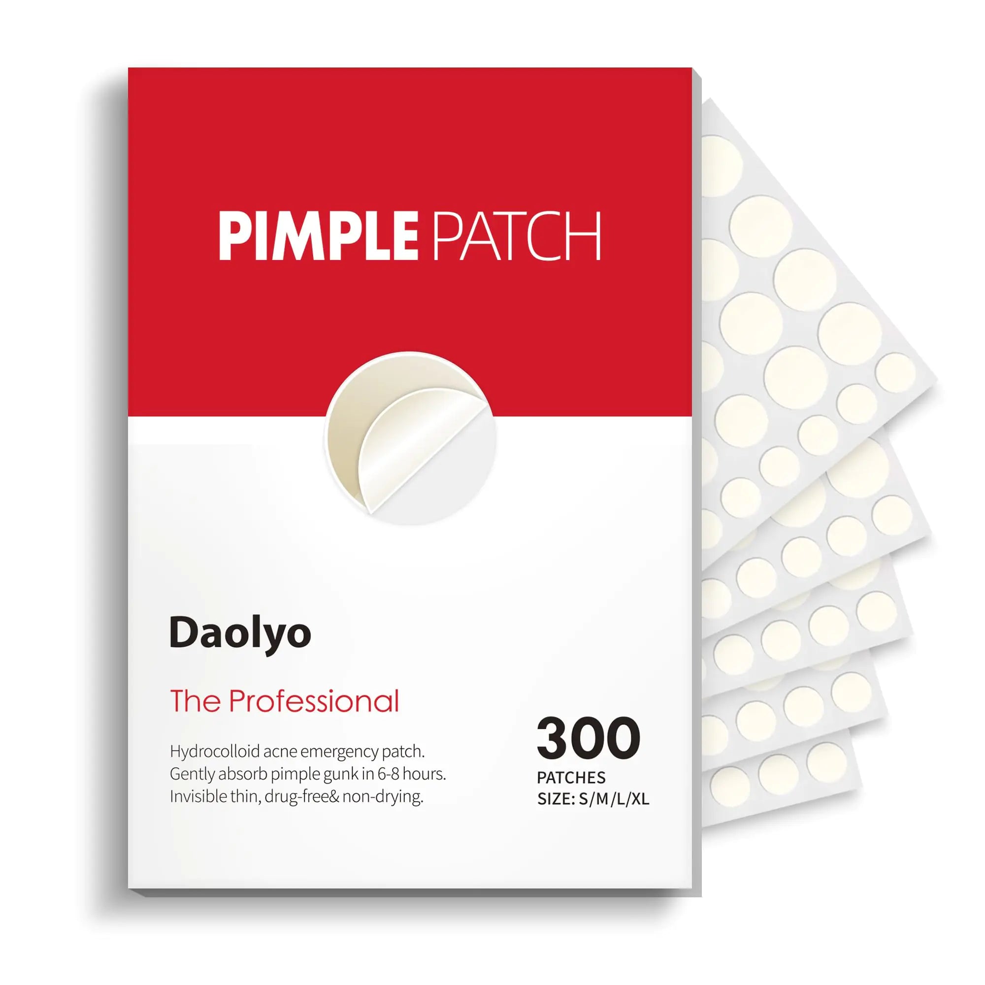 Daolyo Pimple Patches for Face 4 Size 300 Counts Acne Patches Hydrocolloid Patches