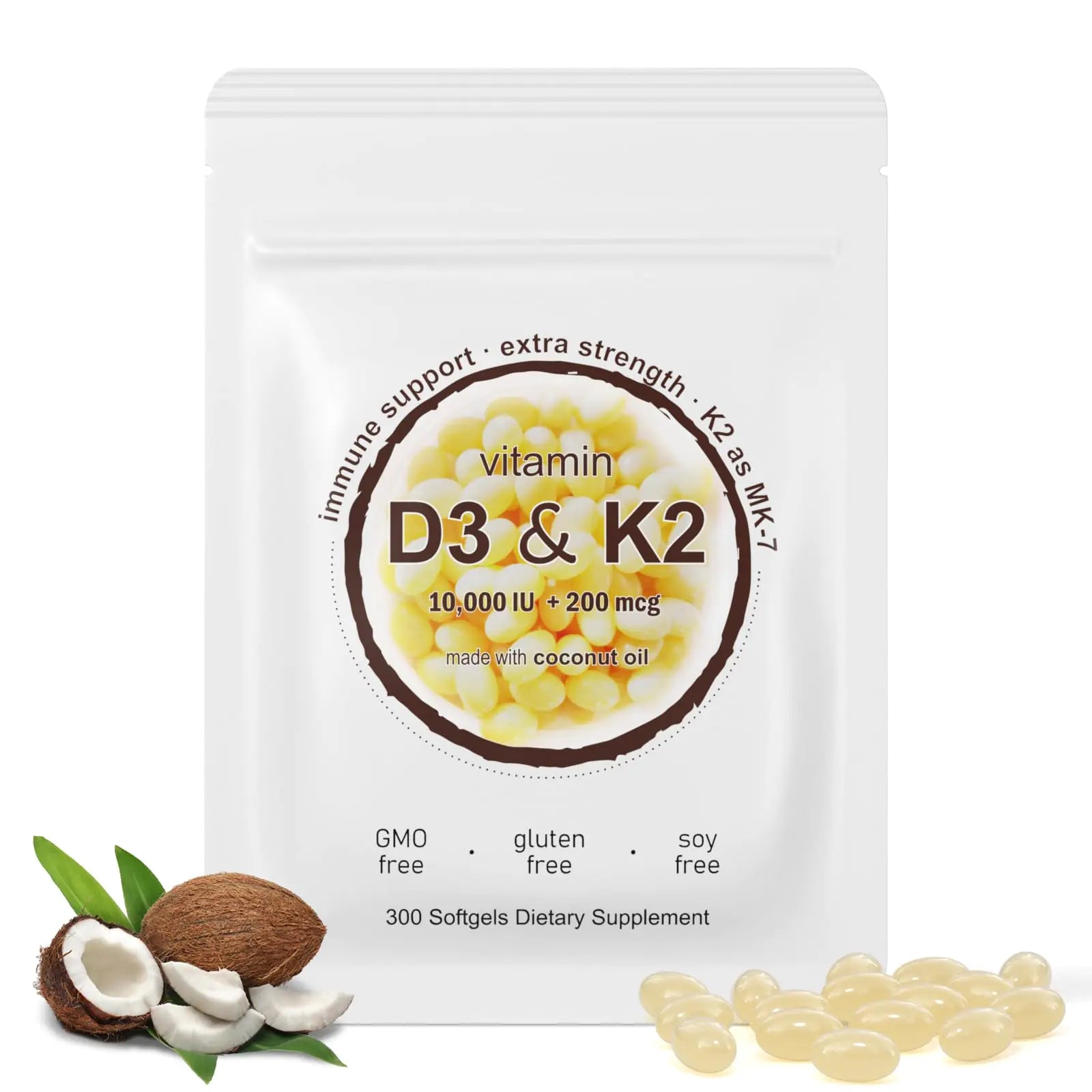 LETSCOL Vitamin D3 K2 – Bone &amp; Heart Support, 10000 IU D3 &amp; 200 mcg K2